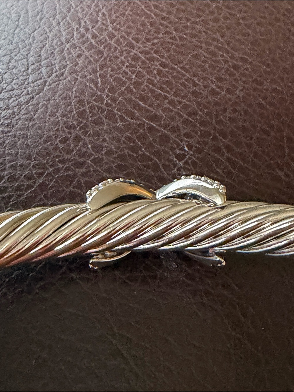 David Yurman Silver Cable X Bracelet with Pavé Diamonds marked DY 925 - Picture 8 of 11